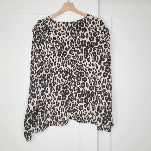 Lane Bryant Asymmetrical Ruffle Leopard Print Top - Picture 5 of 7